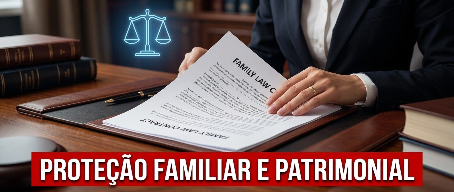 Advogada de família em Brasília analisando contrato de proteção patrimonial.