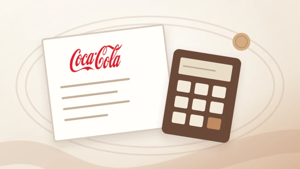 Calculadora sem valores e logotipo Coca-Cola em composição sobre custos